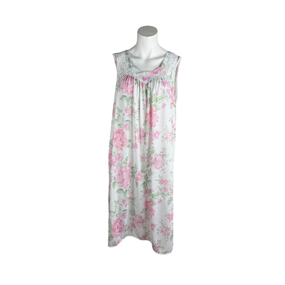 Vintage Deadstock Lorraine Nightgown Sleeveless Women's Large Floral CottageCore